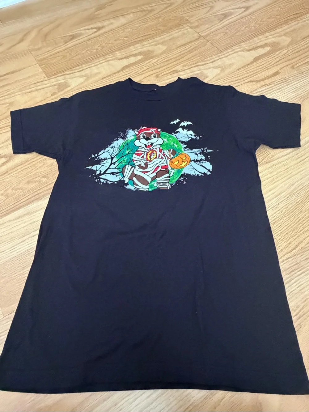 Black Graphic Halloween Bear Crewneck T-Shirt
